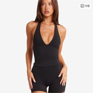 Crop Shop Boutique Black Halter Bodysuit